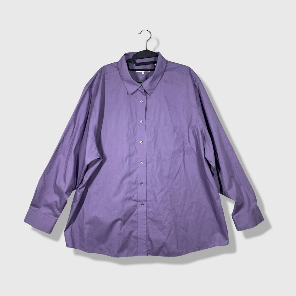 Foxcroft Button Down Shirt Womens 24W Purple Professional Business Casual Office